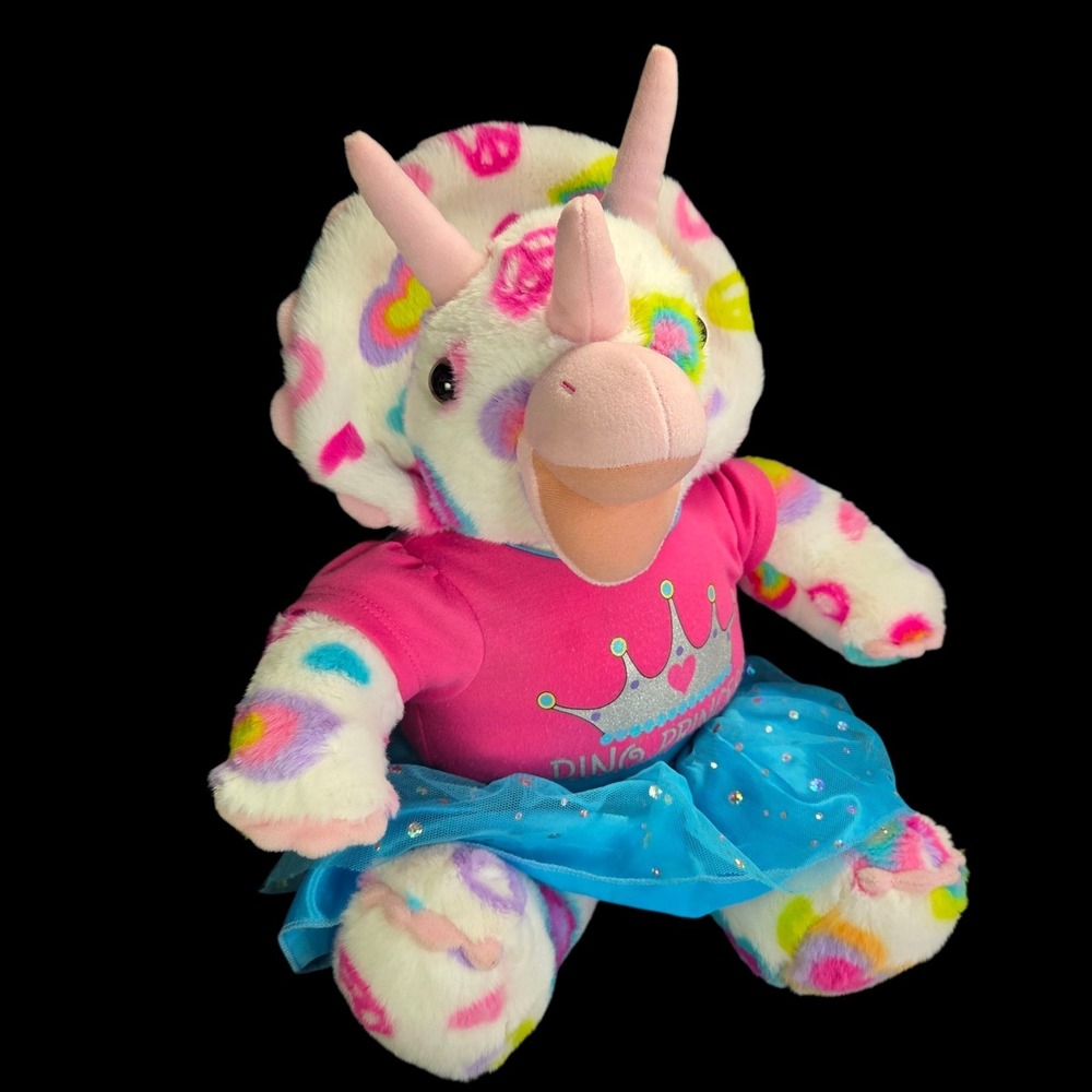 BABW Plush Triceratops Dinosaur Rainbow Peace Sign Heart Dino Princess Tutu READ
